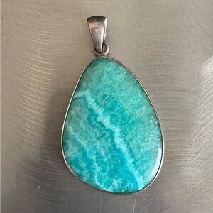 Amazonite Statement Pendant – Artisan Silver-Tone Setting